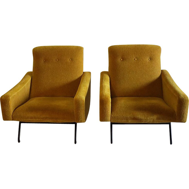 Pair of vintage armchairs by Joseph André Motte from Steiner 1950