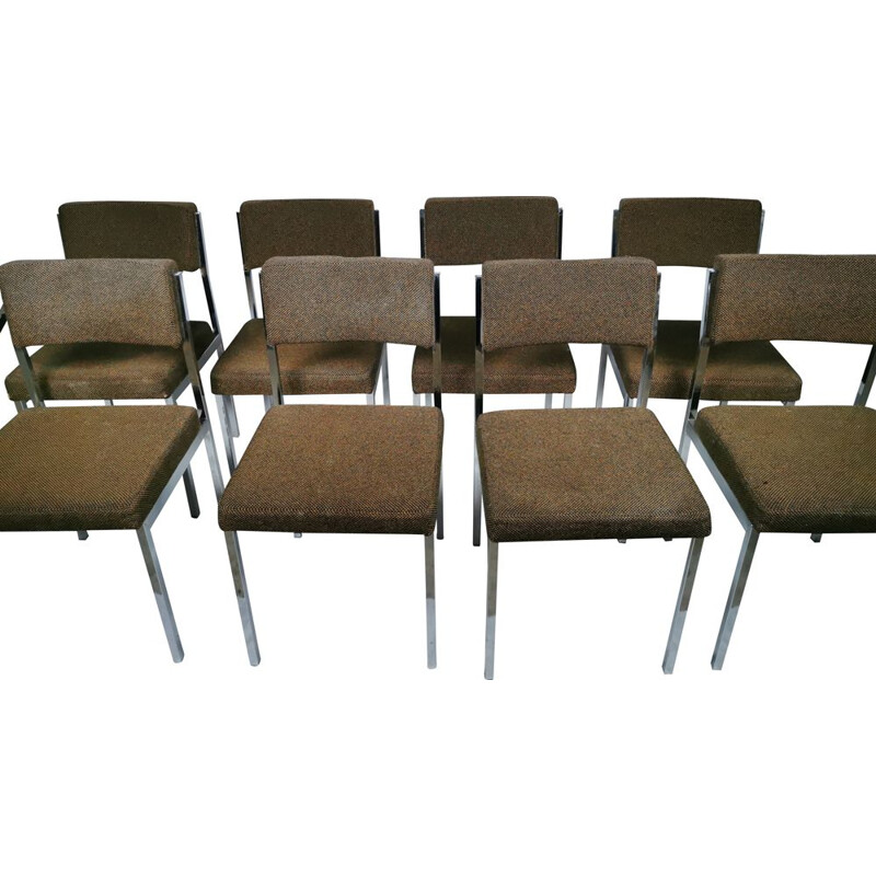 Ensemble de 8 chaises Vintage en métal chromé 1970 
