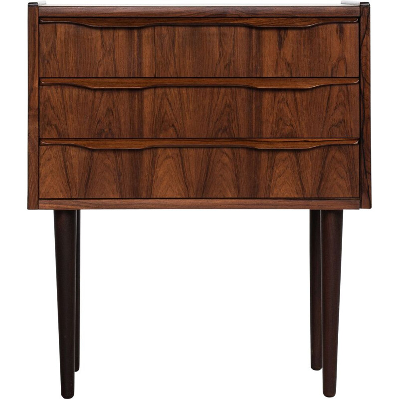 Small midcentury chest of 3 drawers in rosewood with round legs Danish 1960