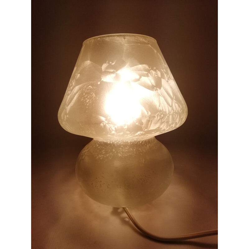 Lampe de table vintage en verre peint
