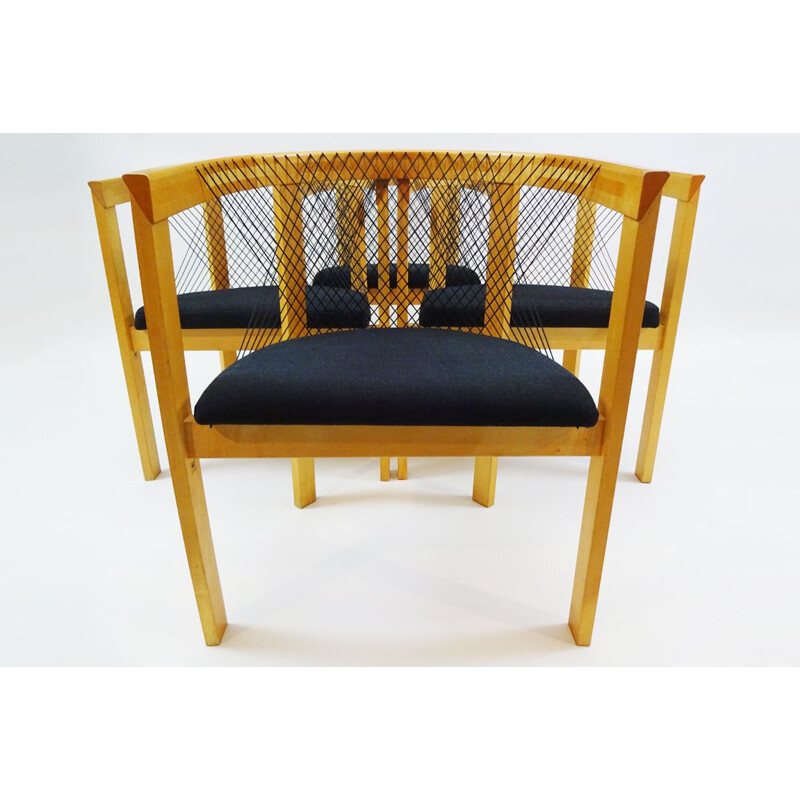 Ensemble de 4 chaises vintage String de Niels Jørgen Haugesen pour Tranekaer Furniture Danish 1936