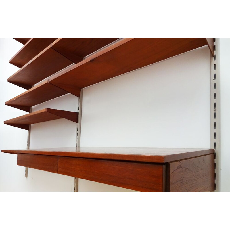 Mid century compact floating teak wall unit and shelving set Kai Kristiansen Danish 1957