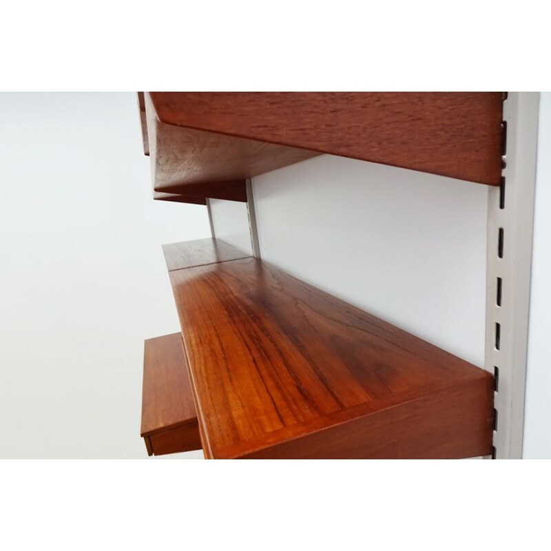 Mid century compact floating teak wall unit and shelving set Kai Kristiansen Danish 1957