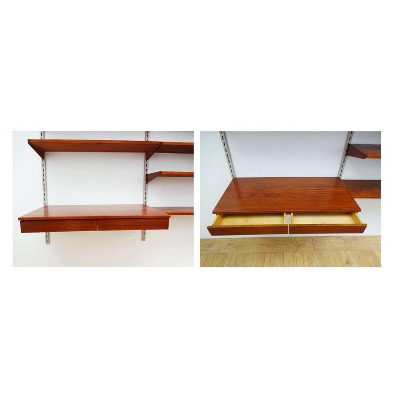 Mid century compact floating teak wall unit and shelving set Kai Kristiansen Danish 1957