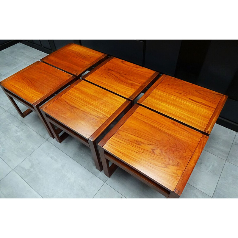 Vintage teak lounge dining table and stool chairs by Erik Buch Danish