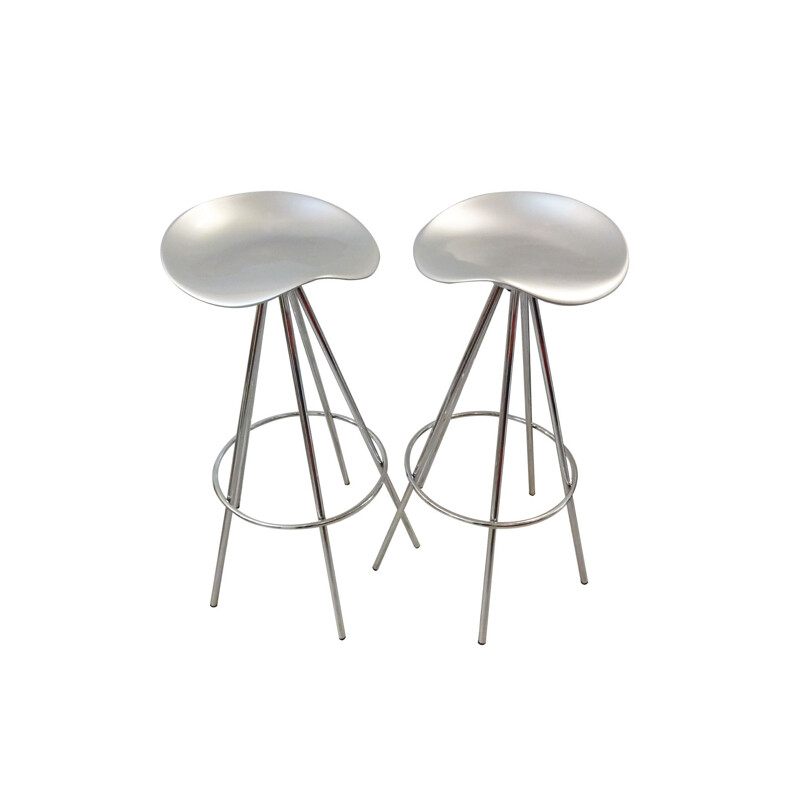 Tabourets de bar ou de cuisine Vintage "Jamaica" Pepe Cortes Chrome et aluminium Knoll 1990