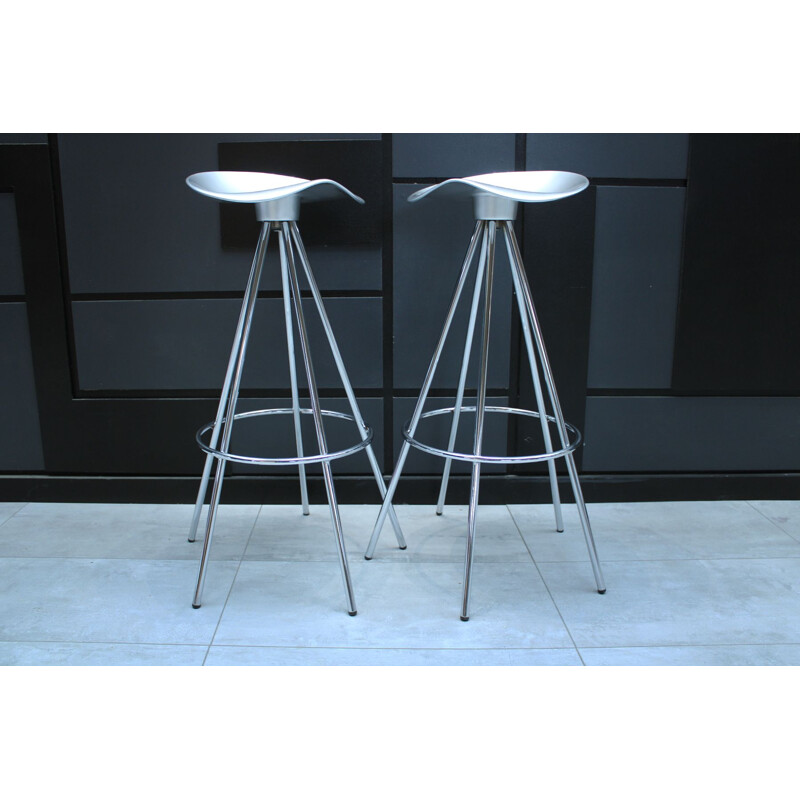 Vintage 'Jamaica' Pepe Cortes bar or kitchen stools Chrome and aluminium Knoll 1990