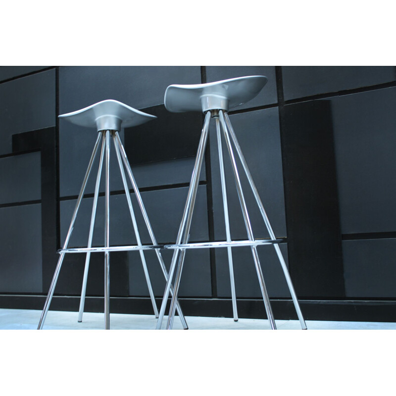 Tabourets de bar ou de cuisine Vintage "Jamaica" Pepe Cortes Chrome et aluminium Knoll 1990