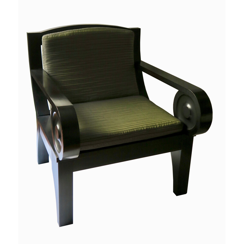 Lounge-Sessel Vintage Sculptural Black Wooden 1980