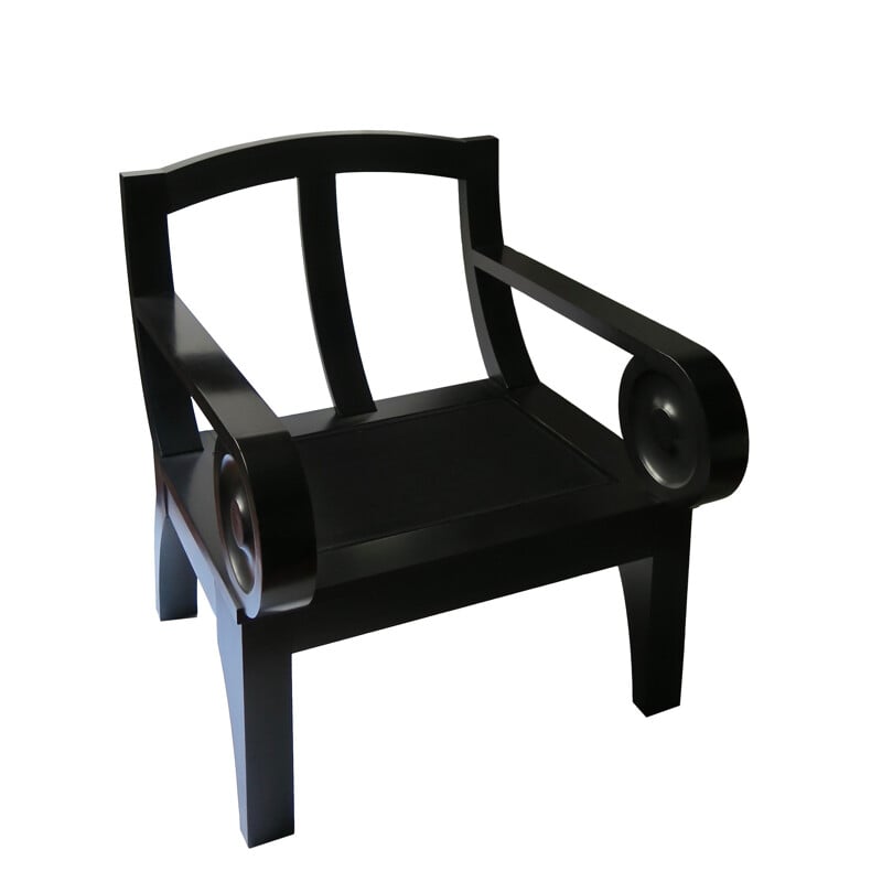 Cadeira Vintage Sculptural Black Wooden Lounge 1980