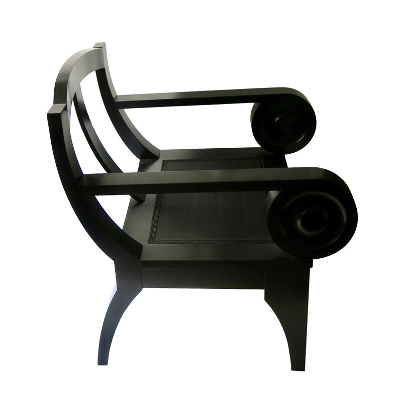 Cadeira Vintage Sculptural Black Wooden Lounge 1980