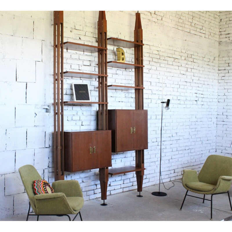 Mid century teak bookcase Poggi Pavia 1950s