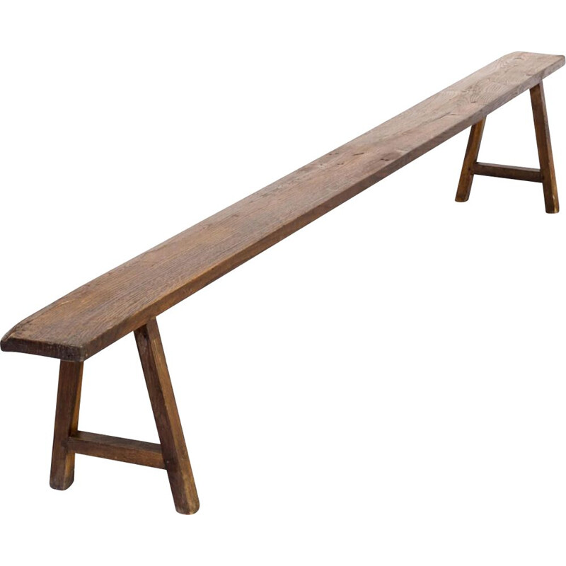 Vintage Organic shaped wooden french bench 50s
