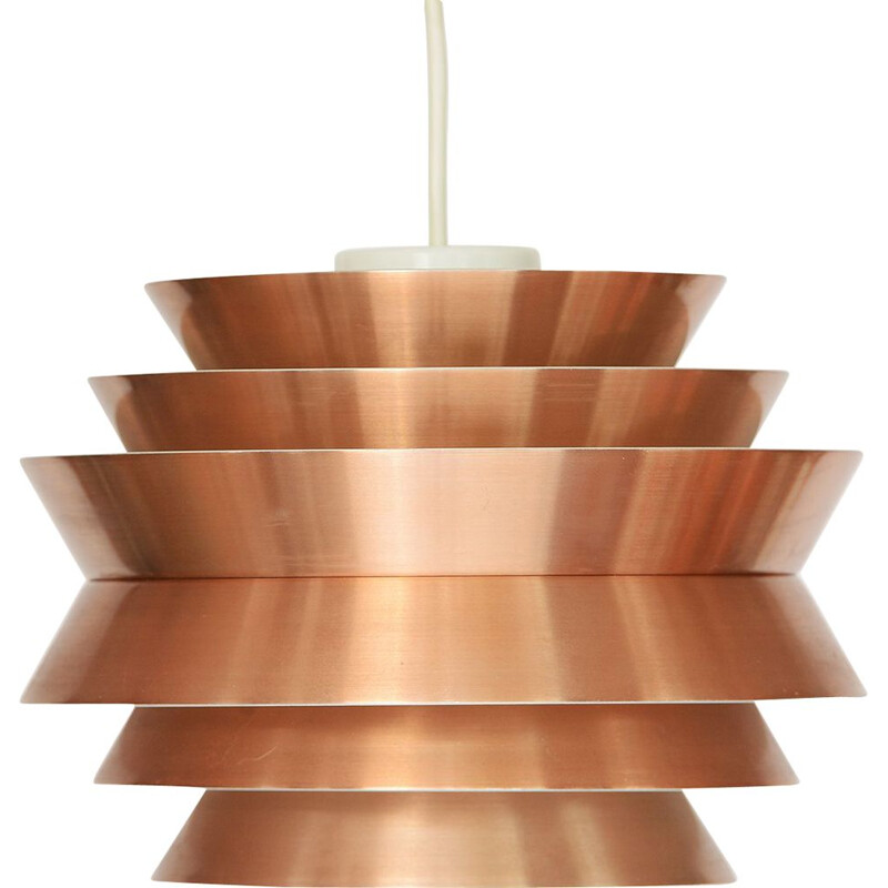 Vintage Pendant light 'Trava' in copper aluminium by Carl Thore (Sigurd Lindkvist) for Granhaga Metallindustri Sweden 1960s