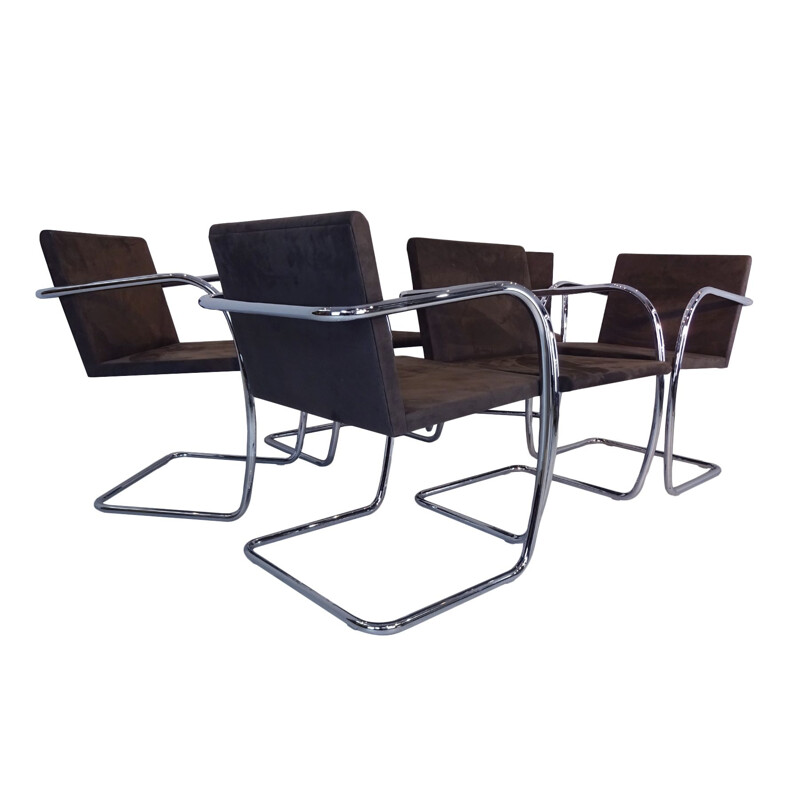 Ensemble de 6 chaises vintage Mies van der Rohe MR50 Brno pour Knoll Studio