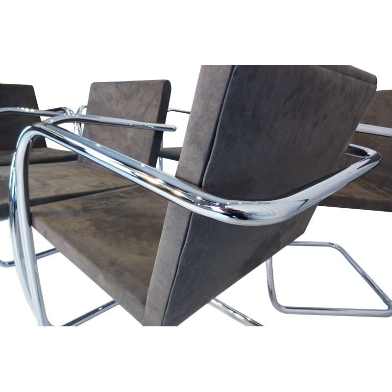 Ensemble de 6 chaises vintage Mies van der Rohe MR50 Brno pour Knoll Studio