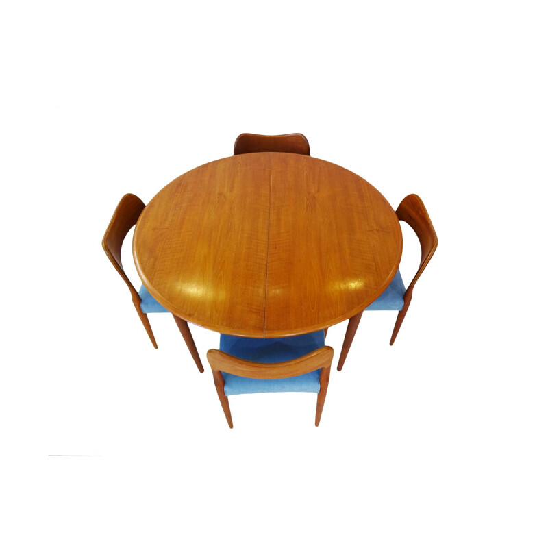 Ensemble de table et chaises de salle à manger vintage en teck par Arne Hovmand Olsen pour Mogens Kold 1960