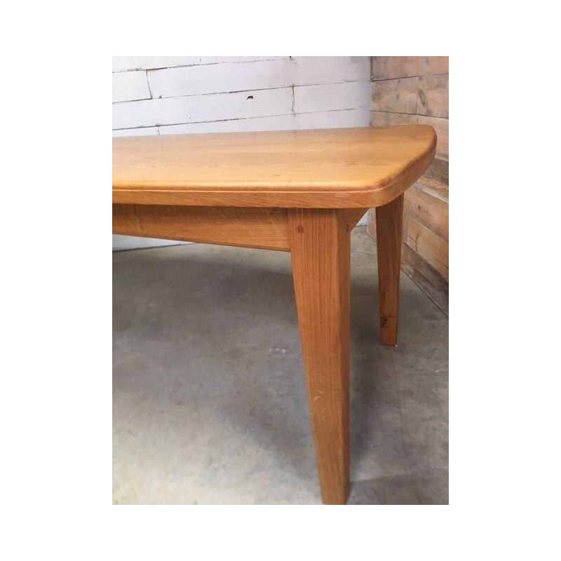 Vintage solid blond oak dining table oblong shape