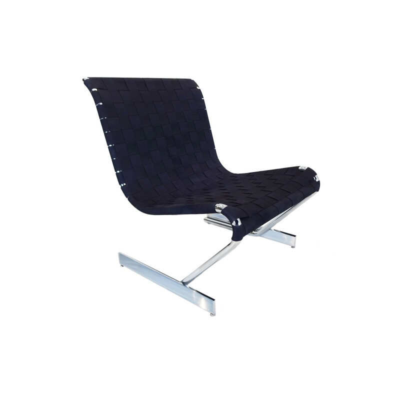 Vintage cantilever chrome lounge chair Scandinavian