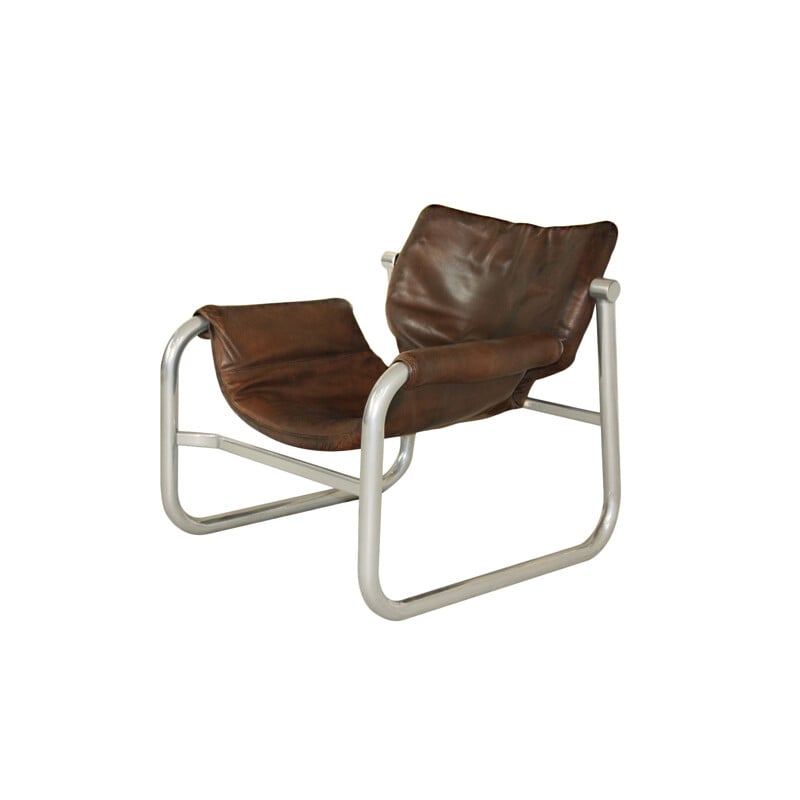 Mid Century leather sling chair by Maurice Burke for Pozza, Brazil 20th Century