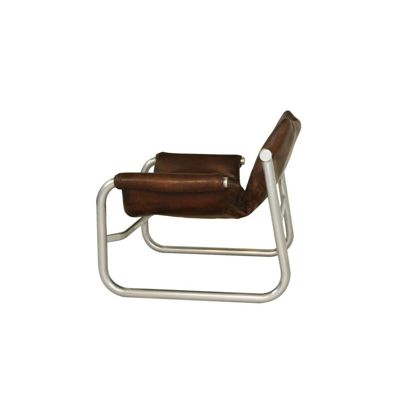 Mid Century leather sling chair by Maurice Burke for Pozza, Brazil 20th Century