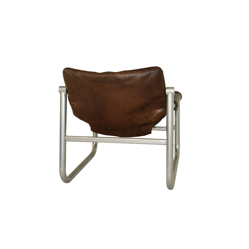 Mid Century leather sling chair by Maurice Burke for Pozza, Brazil 20th Century