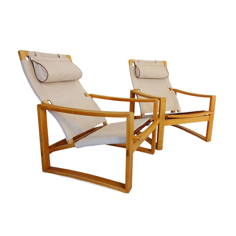 Pair of danish Mid Century "Safari" lounge chairs by Børge Jensen & Sønner