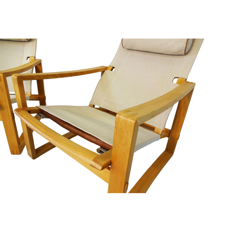 Pair of danish Mid Century "Safari" lounge chairs by Børge Jensen & Sønner