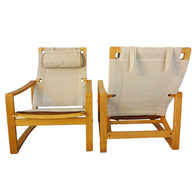 Pair of danish Mid Century "Safari" lounge chairs by Børge Jensen & Sønner