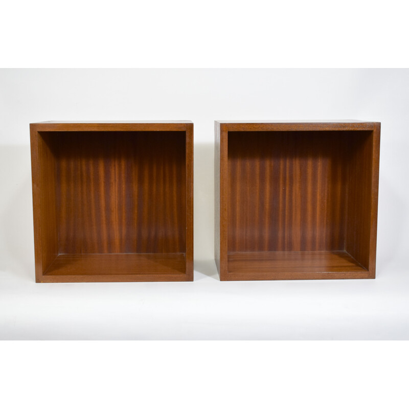 Pair of vintage 1960's Scandinavian teak bedside wall shelves