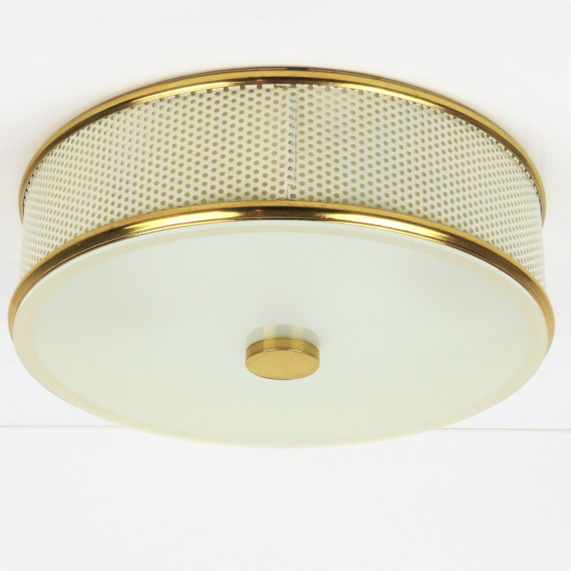 Vintage round Lunel metal ceiling light 1950 