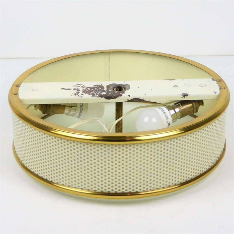 Vintage round Lunel metal ceiling light 1950 