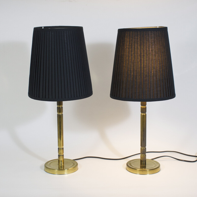 Pair of vintage brass lamps, Denmark