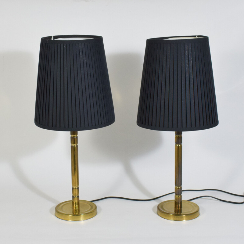 Pair of vintage brass lamps, Denmark