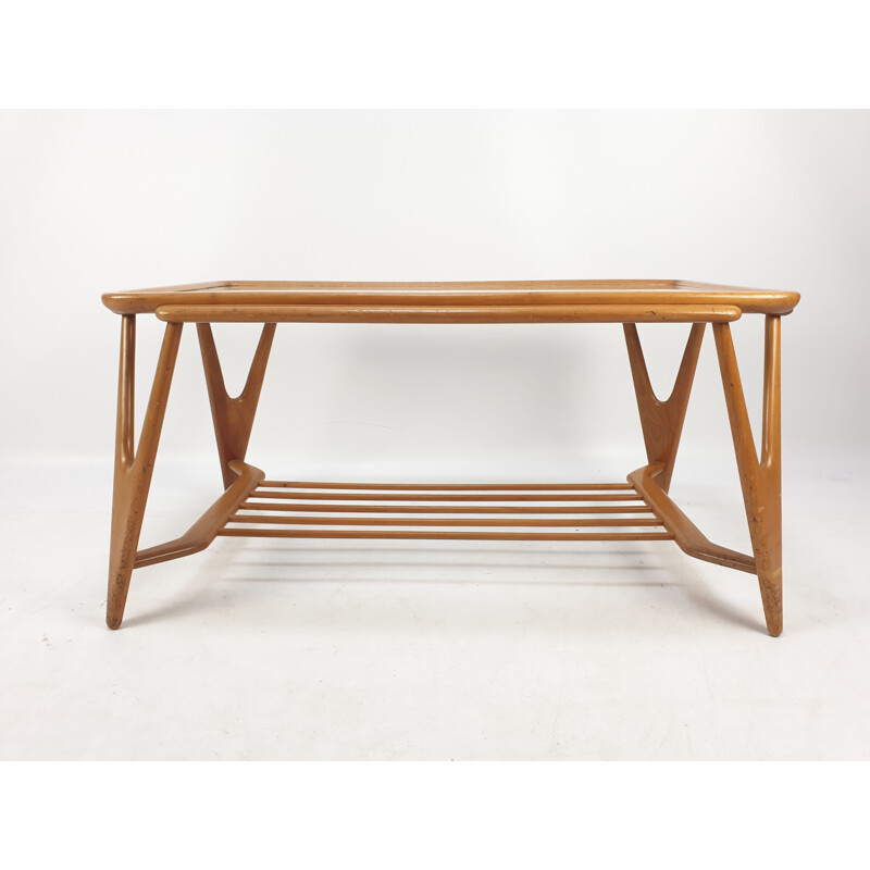 Vintage walnut coffee table by Cesare Lacca, Italy 1950