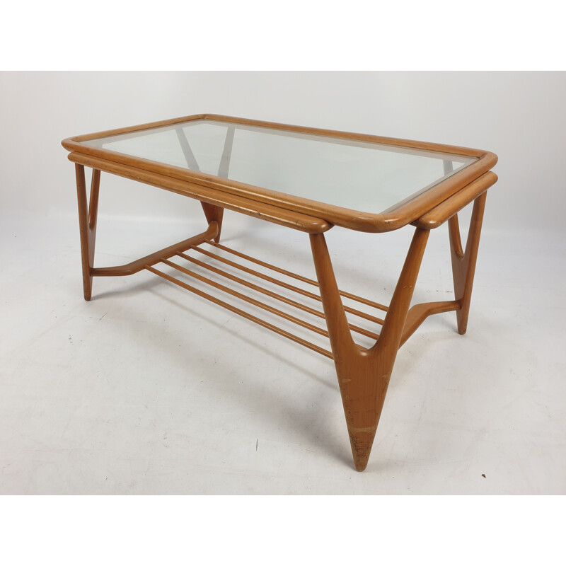 Vintage walnut coffee table by Cesare Lacca, Italy 1950