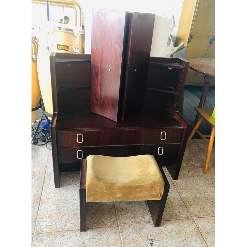 Vintage dressing table with 2 drawers and matching stool