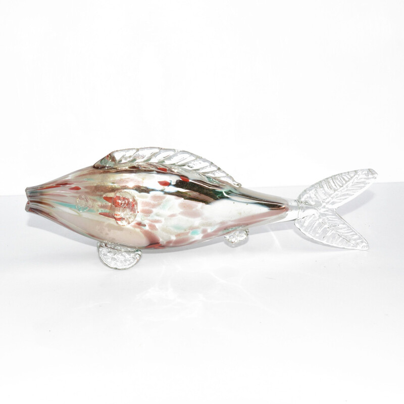 Vintage Hand-made glass fish, Millefiori, Poland, 1970s