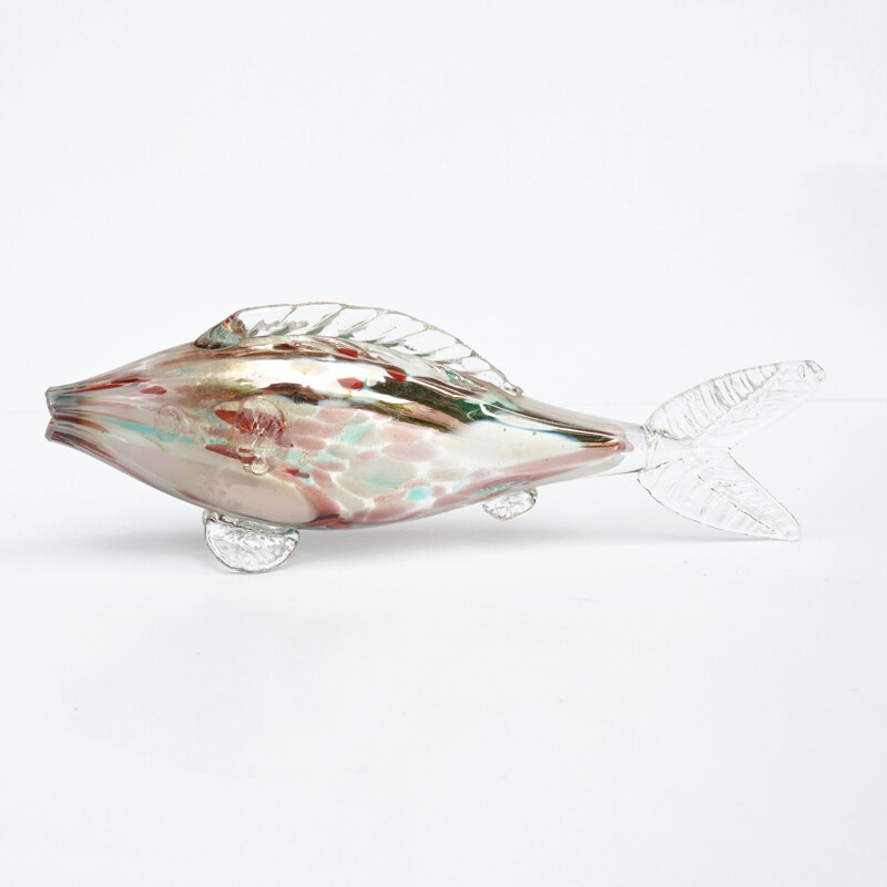 Vintage Hand-made glass fish, Millefiori, Poland, 1970s