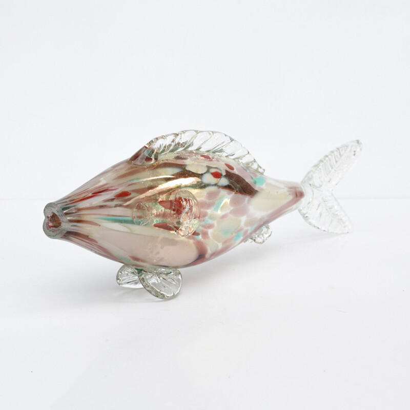 Vintage Hand-made glass fish, Millefiori, Poland, 1970s