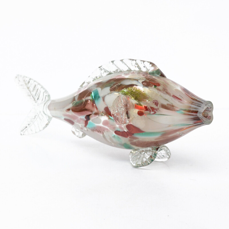 Vintage Hand-made glass fish, Millefiori, Poland, 1970s