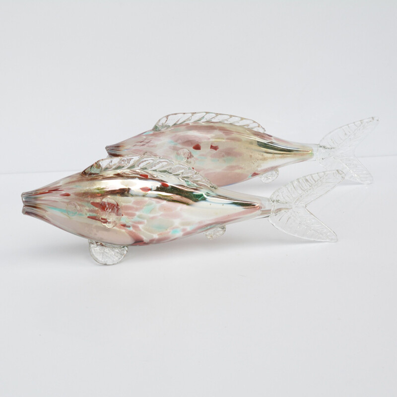 Vintage Hand-made glass fish, Millefiori, Poland, 1970s