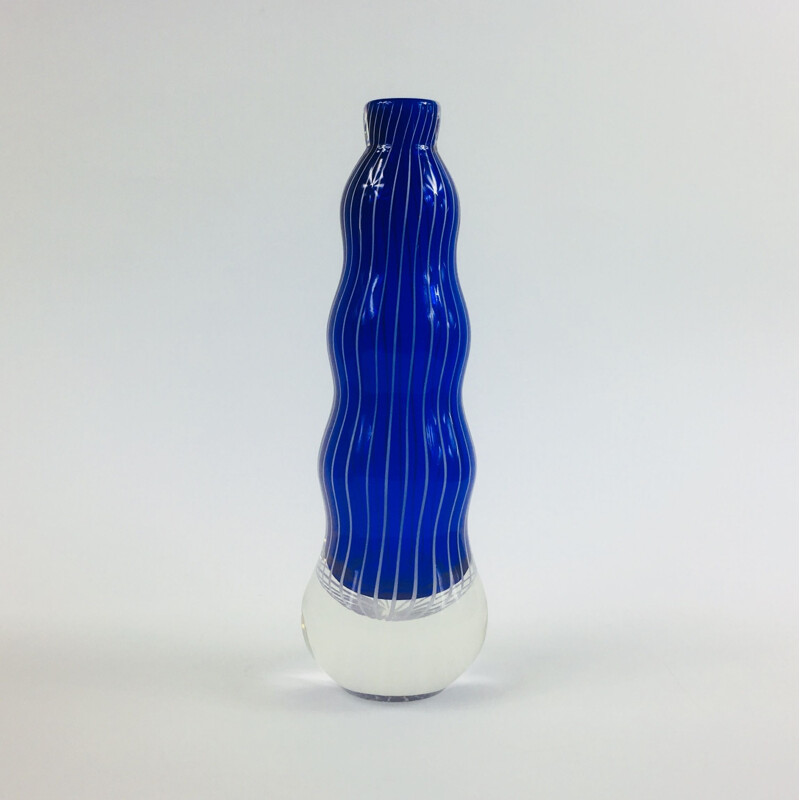 Vintage blue Glass Vase from Kosta, 1950s