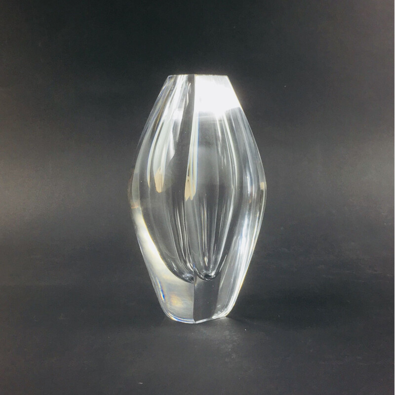 Vase vintage en verre Ventana de Mona Morales-Schildt pour Kosta 1950