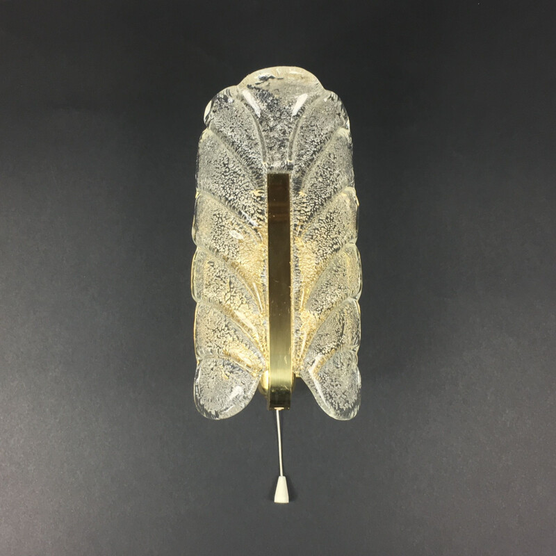 Vintage Glass Leaf Wall Light Sconce by Carl Fagerlund for Orrefors 1960