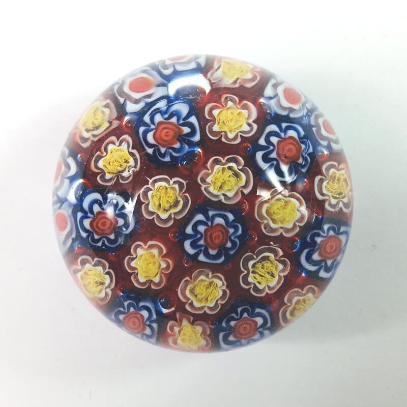 Vintage Murano Glass Millefiori Paperweight, Italy 1950s