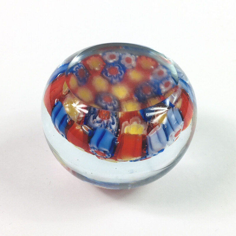 Vintage Murano Glass Millefiori Paperweight, Italy 1950s