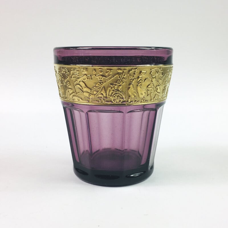 Vintage Amethyst Glass Set Art Deco  by Walther and Sohne, Germany 1950s