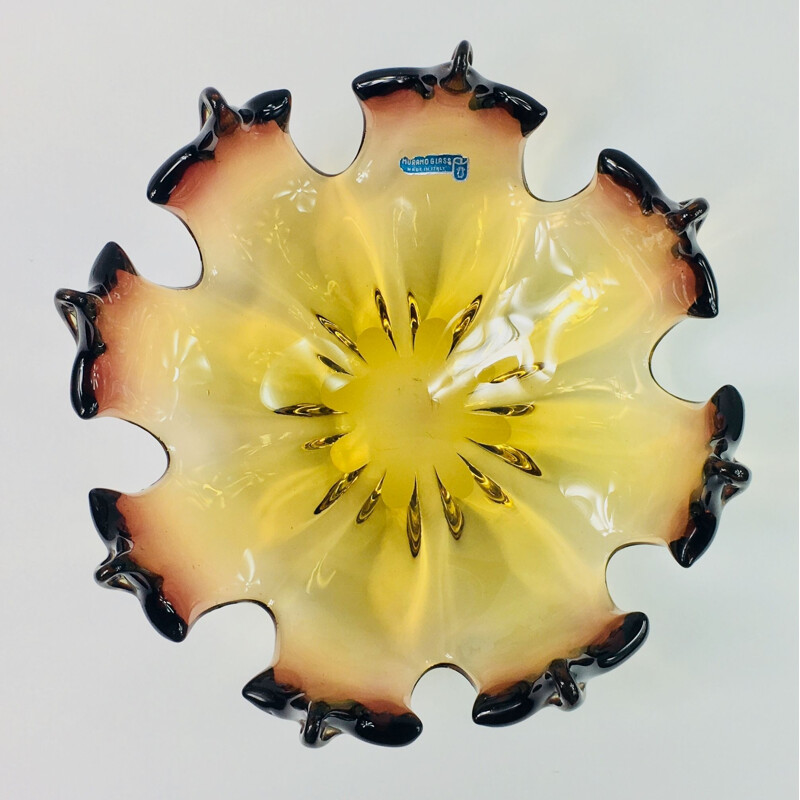 Centre de table vintage flammé en verre de Murano, Italie 1960