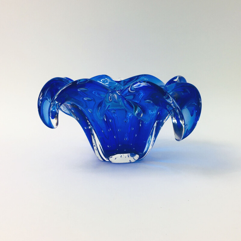 Vintage Bullicante Murano Glass Vase Bowl  Italy, 1950s